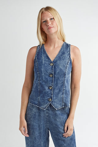 Red Haute Denim Vest - Premium clothing at Lonnys NY - Just $101! Shop Womens clothing now 