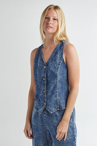 Red Haute Denim Vest - Premium clothing at Lonnys NY - Just $101! Shop Womens clothing now 