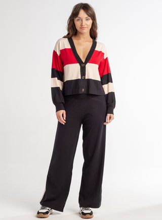 Red Haute Striped Cardigan