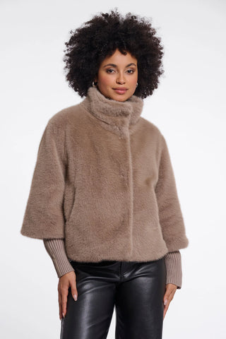 Rino & Pelle Nesrin Faux Fur Jacket with Detachable Ribbed Sleeves