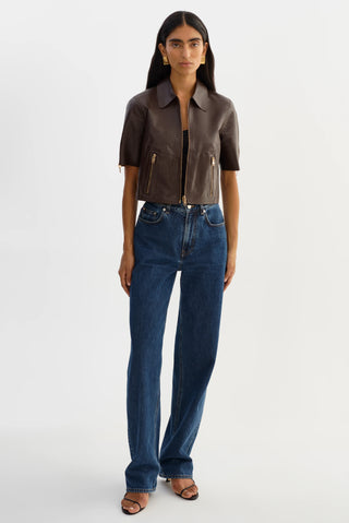 Lamarque Sevana Leather Jacket Brown/Gold