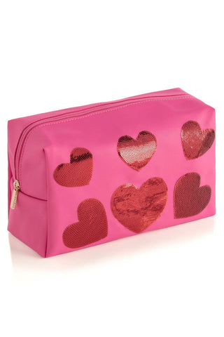 Cara Sequin Heart Zip Pouch