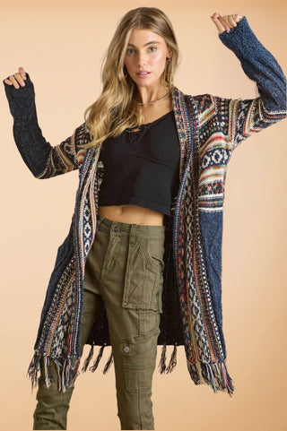 Standerd Fringe Hem Long Cardigan