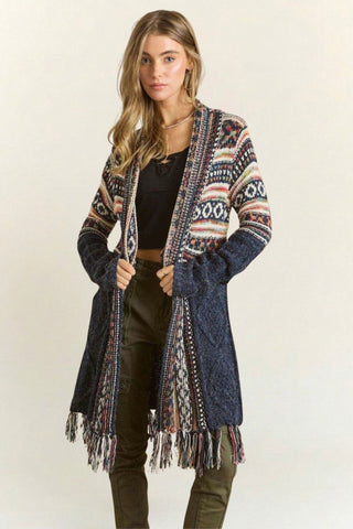 Standerd Fringe Hem Long Cardigan
