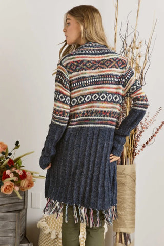 Standerd Fringe Hem Long Cardigan