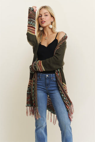 Standerd Fringe Hem Long Cardigan