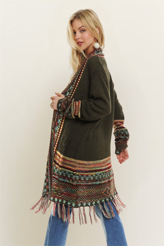 Standerd Fringe Hem Long Cardigan
