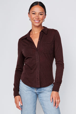 Stateside Supima Slub Jersey Button Down Shirt