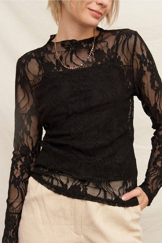 Talk to Angels Lace Long Sleeve Shirt