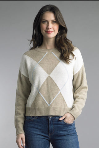 Tempo Paris Diamond Grid Colorblock Sweater
