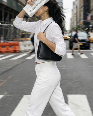 The Shirt Long Sleeve Striped Boxy Crop Shirt