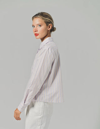 The Shirt Long Sleeve Striped Boxy Crop Shirt