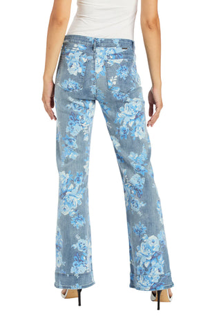 Tractr Floral Printed Flare Jeans