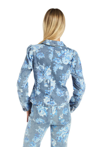 Tractr Floral Puff Sleeve Blazer