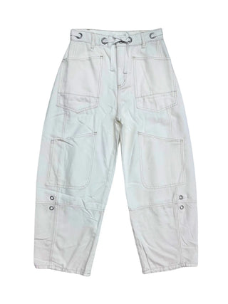 Tractr Grommet Waist Patched Wide Leg Pants