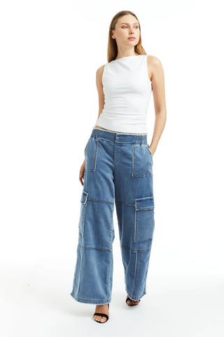 Tractr Mid Rise Cargo Lounge Pants - Premium clothing at Lonnys NY - Just $92! Shop Womens clothing now 