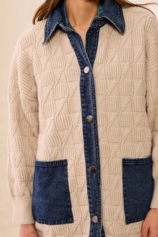 Tribal Mix Media Sweater Coatigan
