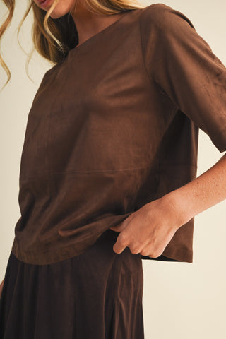 Twin Angels Faux Suede Top