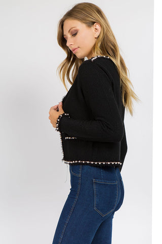 Twin Angels Josette Frayed Pearl Jacket