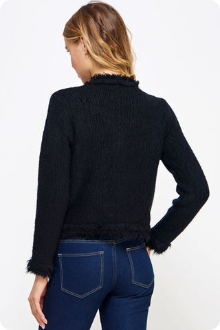 Twin Angels Frayed Trim Cardigan