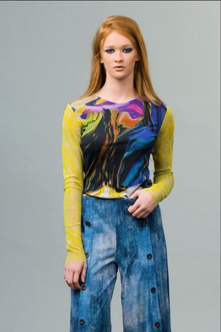 Petit Pois Long Sleeve Mesh Top