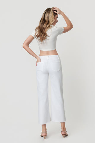 Vervet Olivia High Rise Cropped Wide Leg White Jeans