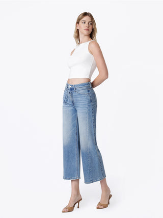 Vervet Olivia High Rise Cropped Wide Leg Double Seam Jeans