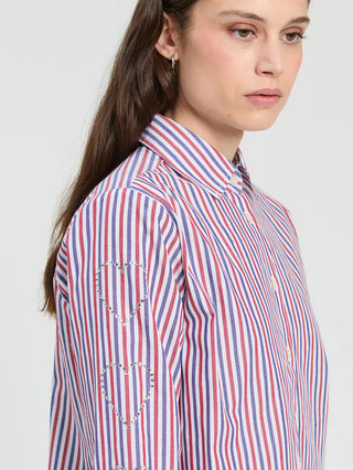 Vilagallo Isa Strass Striped Button Down Shirt