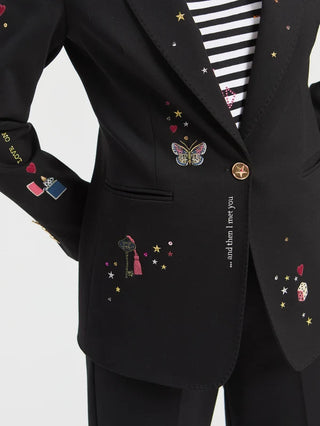 Vilagallo Black Embroidered Cupid Jacket