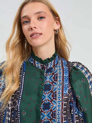 Vilagallo Tatiana Ruffle Neck Shirt