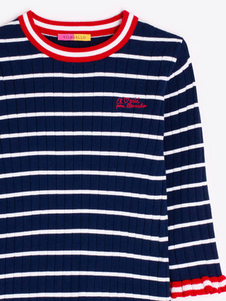 Vilagallo 3/4 Sleeve Ribbed Sweater