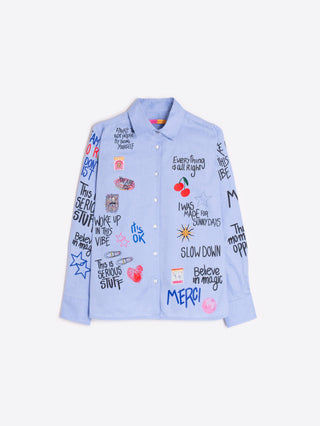 Vilagallo Isa Graffiti Button Down Blouse