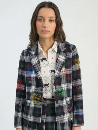 Vilagallo Plaid Embroidered Blazer