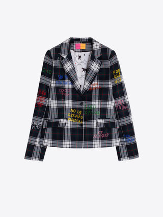Vilagallo Plaid Embroidered Blazer