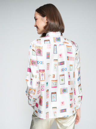 Vilagallo Tea Silk Button Down Shirt