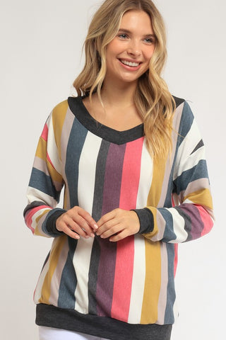 French Terry Wide V Sweatshirt *Online Only* - Premium clothing at Lonnys NY - Just $45! Shop Womens clothing now 