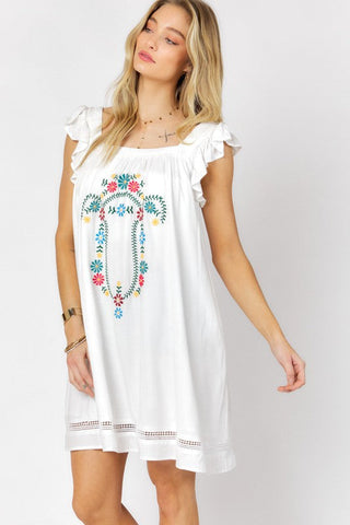 Embroidered Square Neck Mini Dress - Premium  at Lonnys NY - Just $65! Shop Womens clothing now 