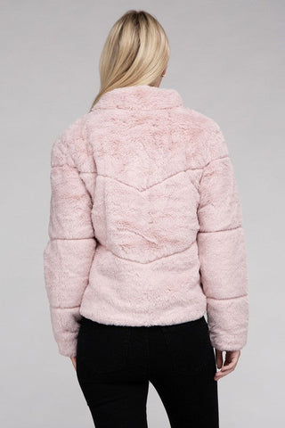 Fluffy Zip-Up Sweater Jacket - Premium  from Ambiance Apparel - Just $33! Shop now at Lonnys NY