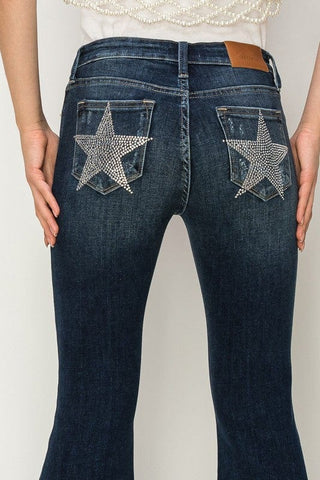 MID RISE FLARE STAR RHINESTONE ON POCKETS JEANS *Online Only* - Premium  from Artemis Vintage - Just $110.63! Shop now 