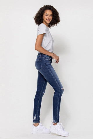 Flying Monkey Mid Rise Ankle Skinny W/Distressed Hem *Online Only* - Premium Jeans from Flying Monkey - Just $84.96! Shop now 