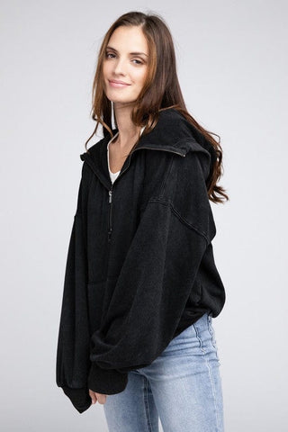 Stitch Detailed Elastic Hem Hoodie *Online Only* - Premium  at Lonnys NY - Just $60.68! Shop Womens clothing now 