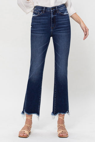 High Rise Distressed Hem Kick Flare Jeans *Online Only* - Premium clothing at Lonnys NY - Just $81! Shop Womens clothing now 