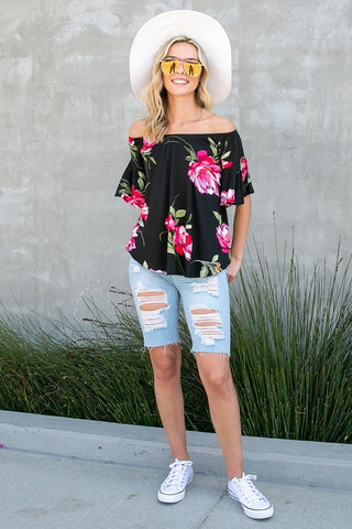 Floral Off Shoulder Top *Online Only* - Premium Shirts & Tops at Lonnys NY - Just $47.99! Shop Womens clothing now 