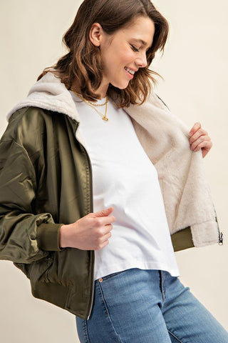 Reversible Fur Lined Bomber Jacket *Online Only* - Premium clothing at Lonnys NY - Just $85! Shop Womens clothing now 