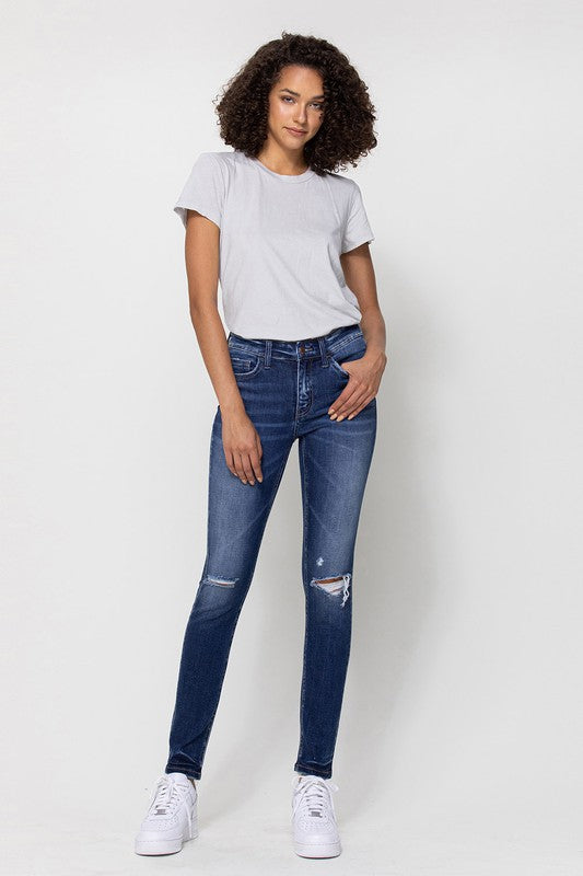 Flying Monkey Mid Rise Ankle Skinny W/Distressed Hem *Online Only* - Premium Jeans from Flying Monkey - Just $84.96! Shop now at Lonnys NY