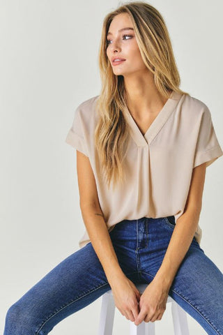 V-Neck Dolman Sleeve Solid Basic Top *Online Only* - Premium  at Lonnys NY - Just $45! Shop Womens clothing now 