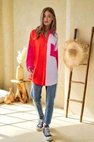 Chest Pocket Button Front Shirt Top  *Online Only* - Premium  from Davi & Dani - Just $75! Shop now 