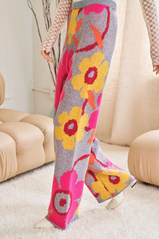 Flower Printed Casual Cozy Full Long Wide Pants *Online Only* - Premium  at Lonnys NY - Just $75! Shop Womens clothing now 