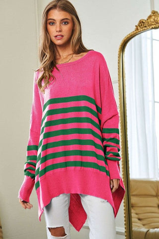 Multi Striped Elbow Patch Loose Fit Sweater Top *Online Only* - Premium  from Davi & Dani - Just $75! Shop now 