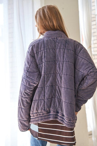 Washed Soft Comfy Quilting Zip Closure Jacket *Online Only* - Premium  at Lonnys NY - Just $111.50! Shop Womens clothing now 